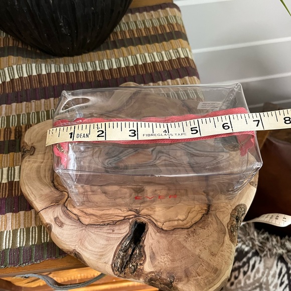 EVER Make-up Case, clear, gold zipper & coral pink, NWOT - Picture 6 of 7